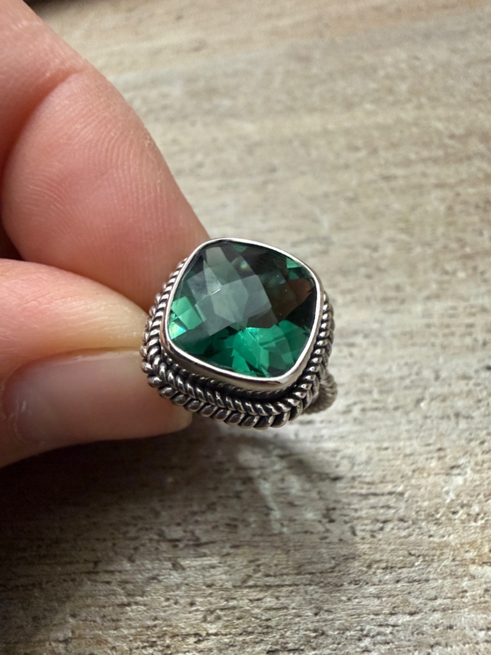 Sterling Silver Chrome Diopside ring size 6